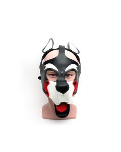 Puppy Play Masker 665 Leather - Zwart/Wit/Rood