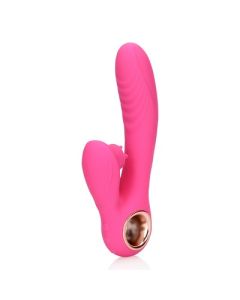 Tongbewegende en verwarmende rabbit vibrator - Roze